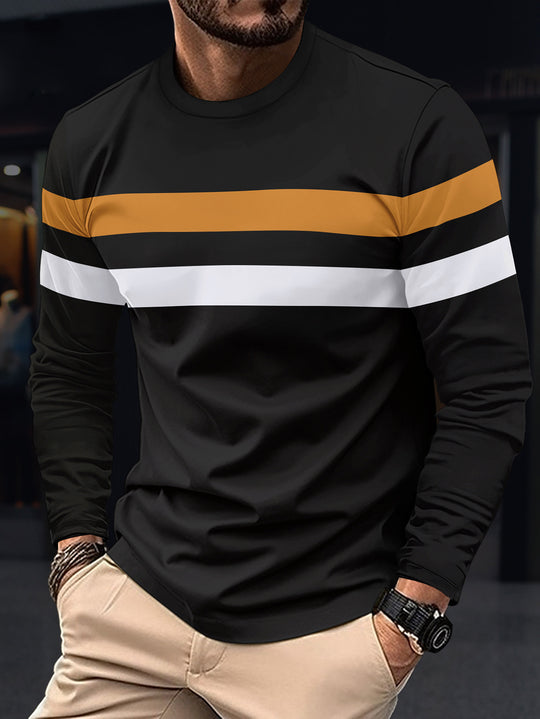 Herren modisches Langarmshirt mit sportlichen Streifen EB