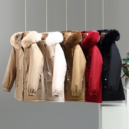 Damen Isolierte Winterjacke mit abnehmbarem Kunstpelzkragen und großzügigen Taschen EB