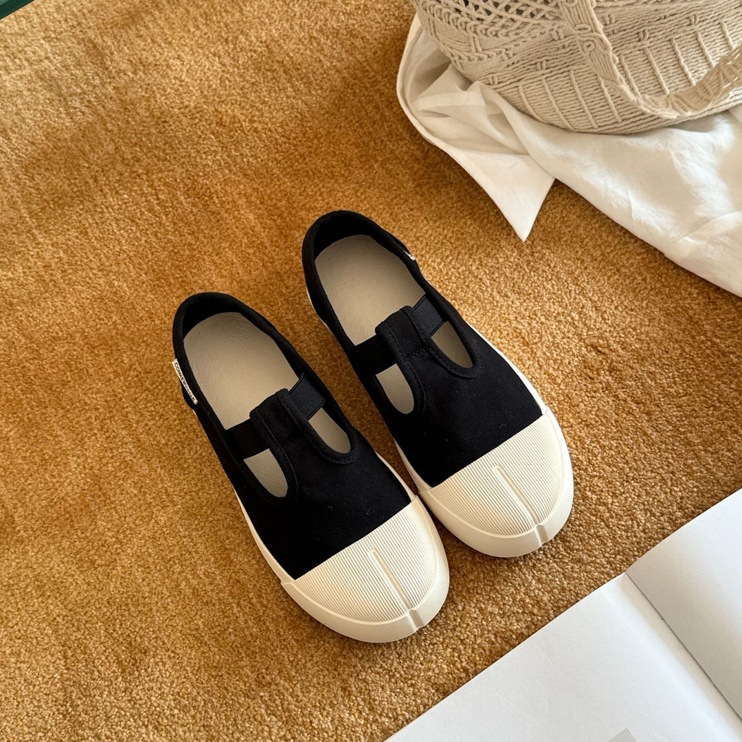 Damen bequeme Slip-On Sneaker aus atmungsaktivem Canvas mit sportlichem Design EB