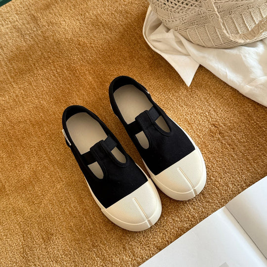 Damen bequeme Slip-On Sneaker aus atmungsaktivem Canvas mit sportlichem Design EB