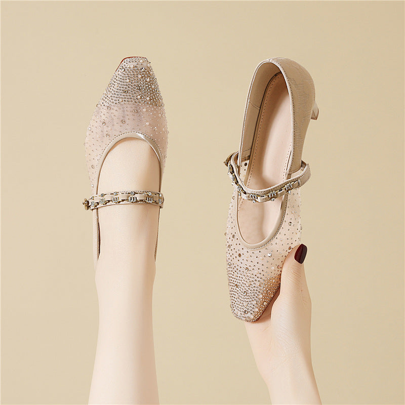 Damen Funkelnde Slingback-Pumps mit zierlichem Riemen und glitzerndem Detail EB