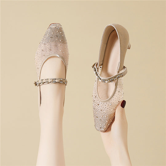 Damen Funkelnde Slingback-Pumps mit zierlichem Riemen und glitzerndem Detail EB