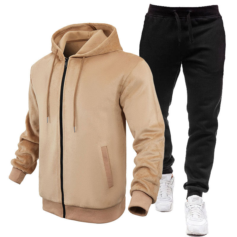 Herren Sportlicher Hoodie- und Jogginganzug mit Fleece-Futter und praktischen Taschen EB