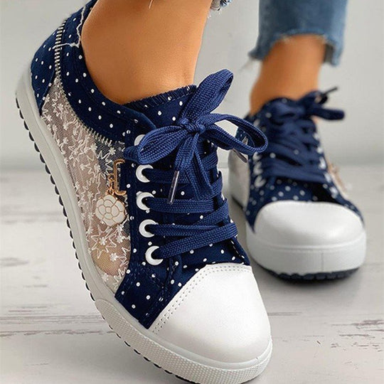 Damen modische Sneakers mit verspieltem Punktedesign und atmungsaktiver Sohle EB