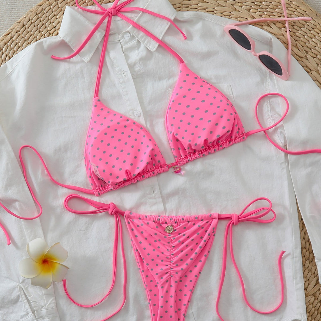 Damen Triangel-Bikini mit verspielten Punkten und verstellbaren Trägern EB