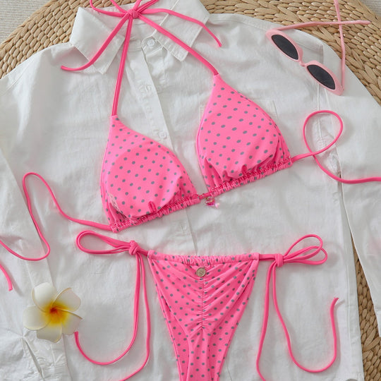 Damen Triangel-Bikini mit verspielten Punkten und verstellbaren Trägern EB