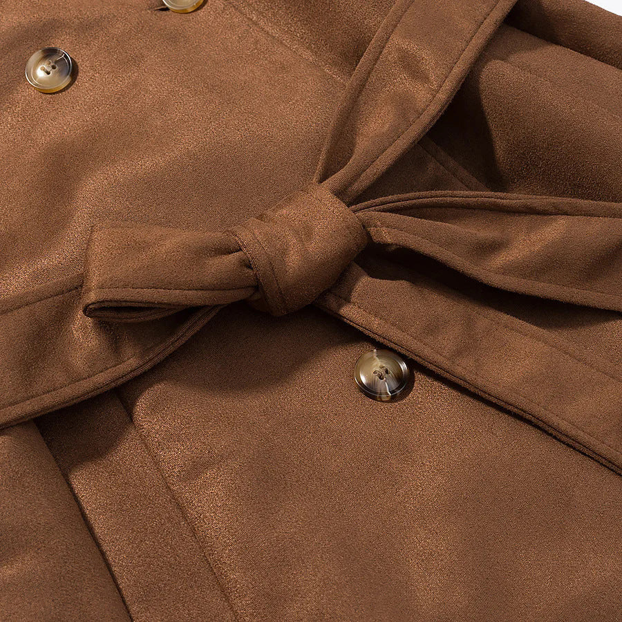 Damen eleganter Trenchcoat mit doppelter Knopfleiste und Gürtel EB