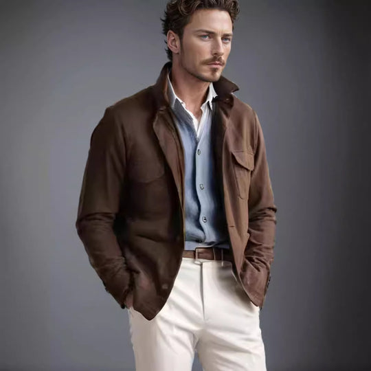 Herren praktische Jacke im schicken Utility-Stil mit hohen Kragen EB