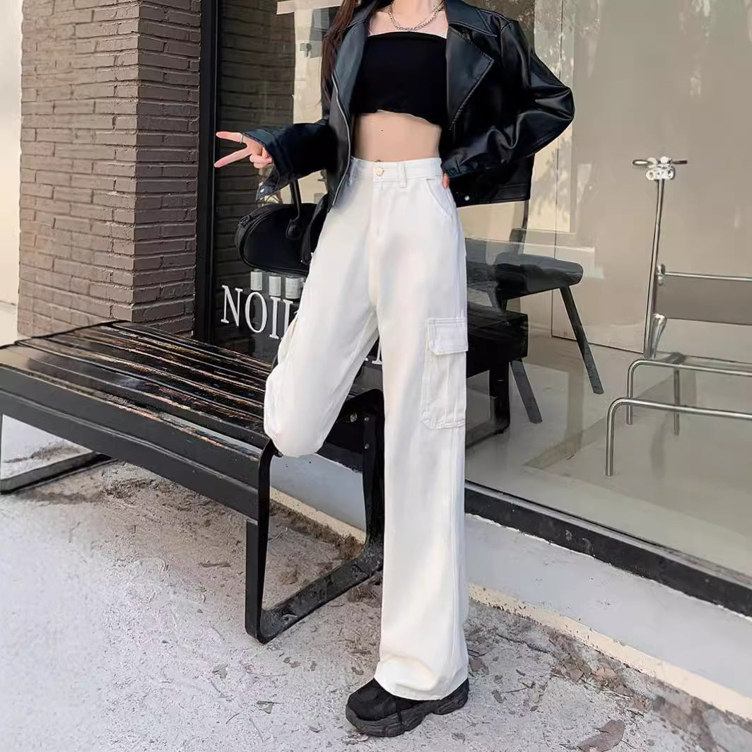 Damen Cargo-Hose mit weitem Bein und praktischen Taschen EB