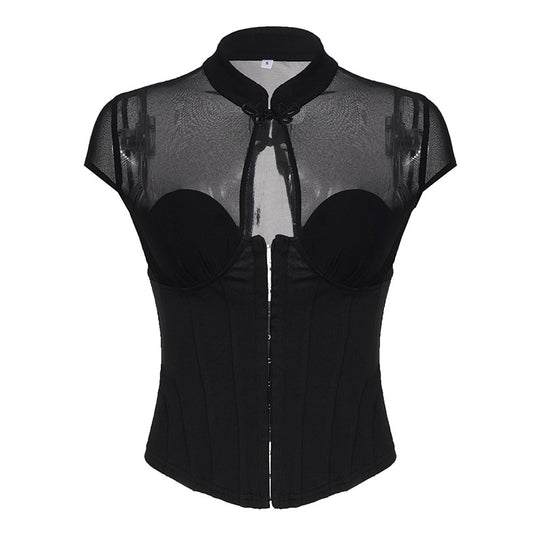 Damen Corsage mit transparenten Einsätzen und raffinierter Schnürungsdetail EB