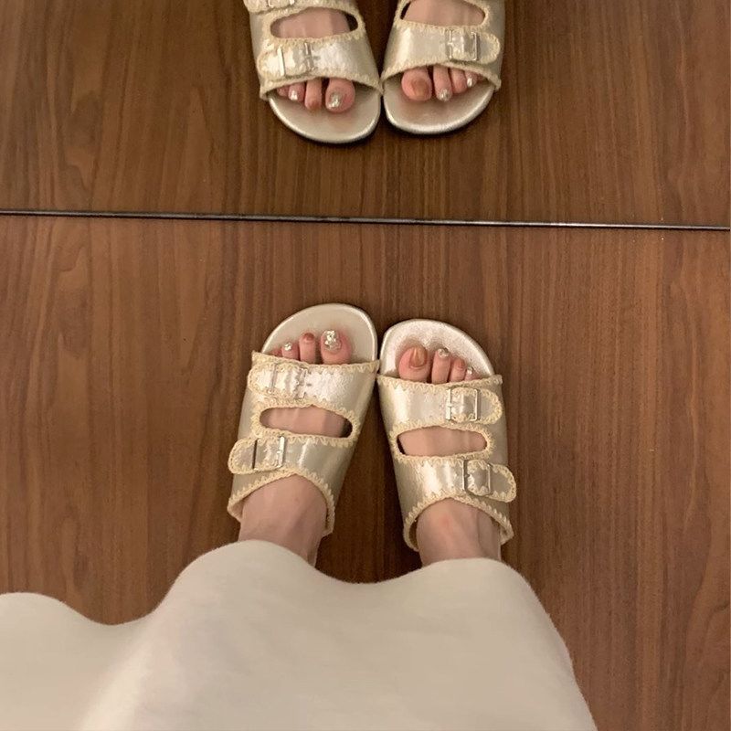 Damen bequeme Zehentrenner-Sandalen mit modischem Riemendesign EB