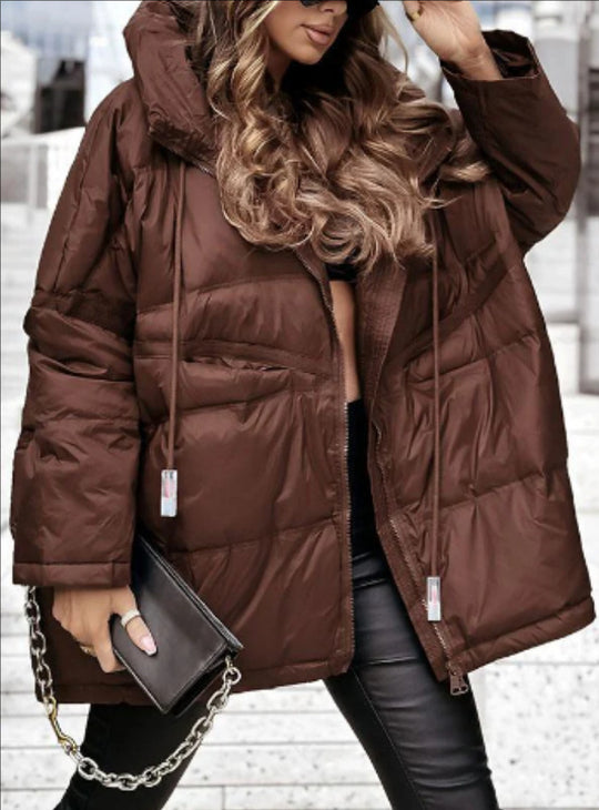 Damen Oversized Steppjacke mit praktischen Taschen und hohem Kragen EB