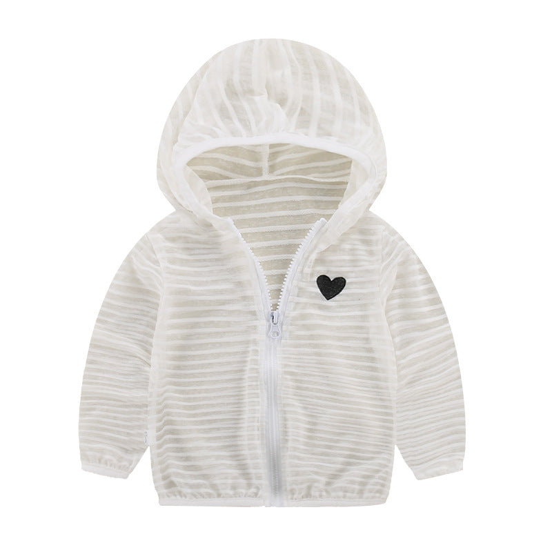 Unisex nan leichte gestreifte Kapuzenjacke mit Reißverschluss für Babys und Kleinkinder EB