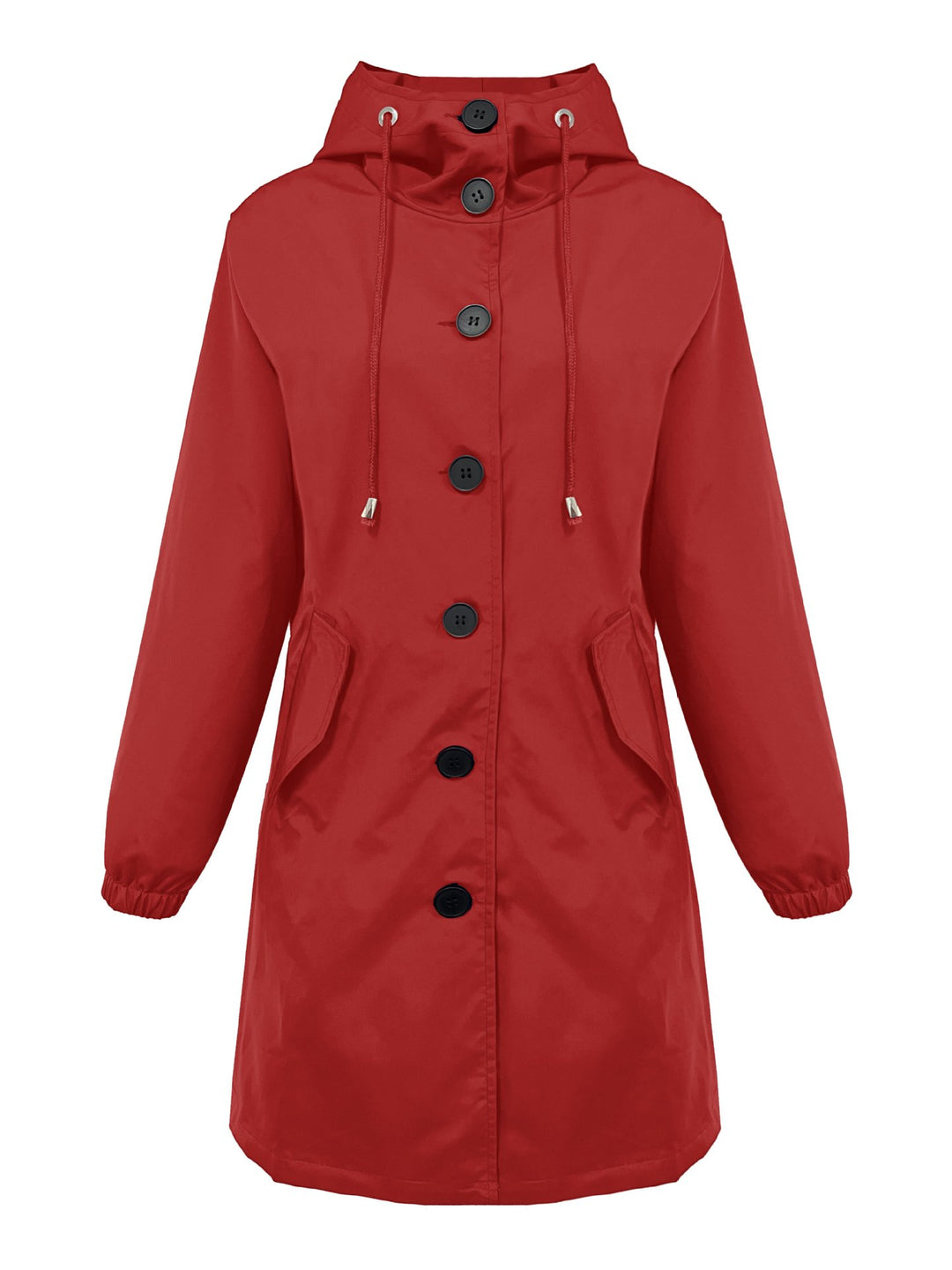 Damen nan leichter Regenparka mit Kapuze, überlanger Knopfleiste, Tunnelzug und aufgesetzten Taschen EB