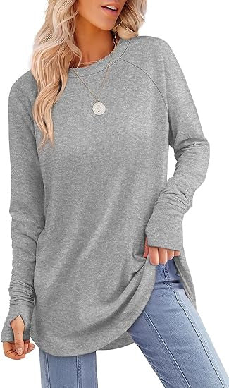 Damen lässiger Langarmshirt mit modernem Schnitt EB