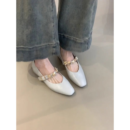 Damen Elegante und modische Ballerinas mit dekorativer Schnalle EB