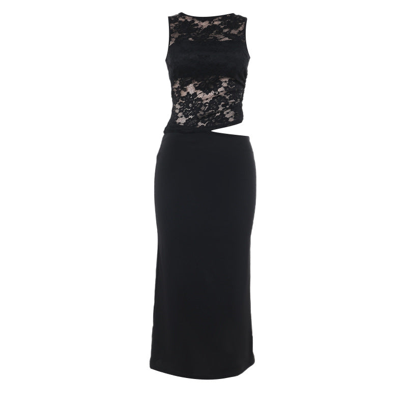 Damen Elegantes Spitzen-Maxi-Kleid mit figurformendem Design EB