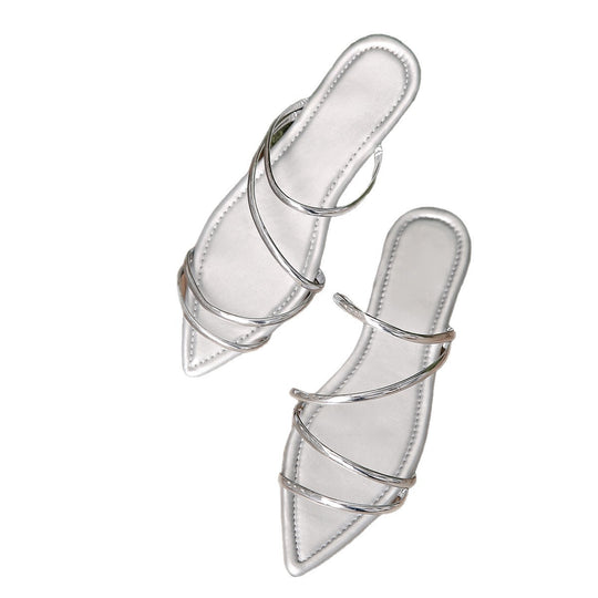 Damen Offene Sandalen mit metallic Akzenten und elegantem Design EB