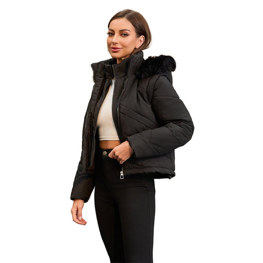 Damen Wendejacke mit abnehmbarer Kapuze und Kunstfell von EB