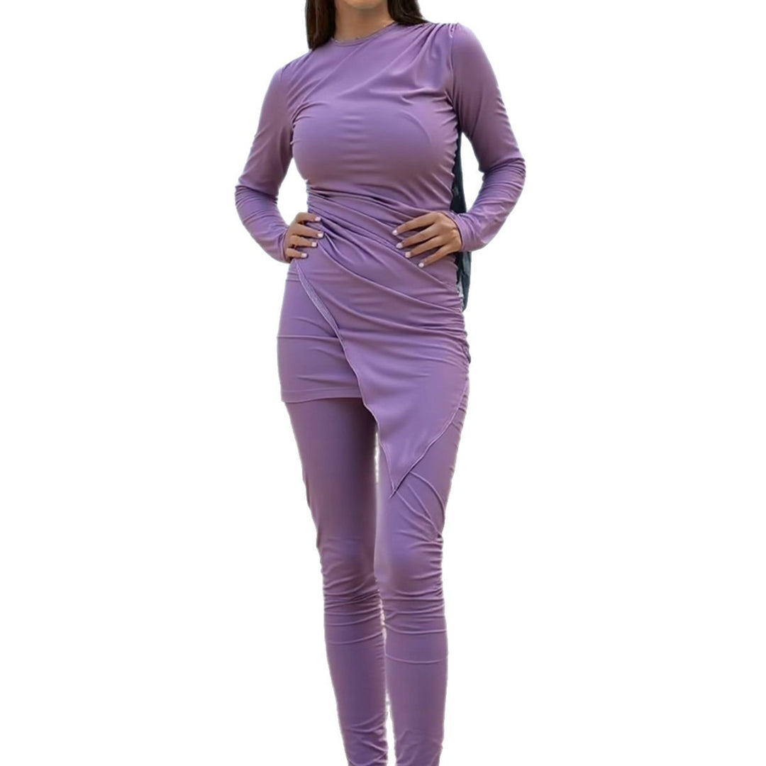 Damen Sportlicher Langarm-Badeanzug mit Wickeldesign EB