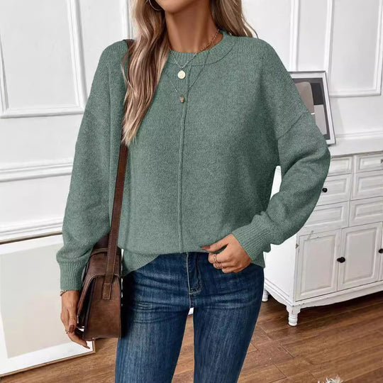 Damen legerer Strickpullover mit überschnittenen Schultern EB