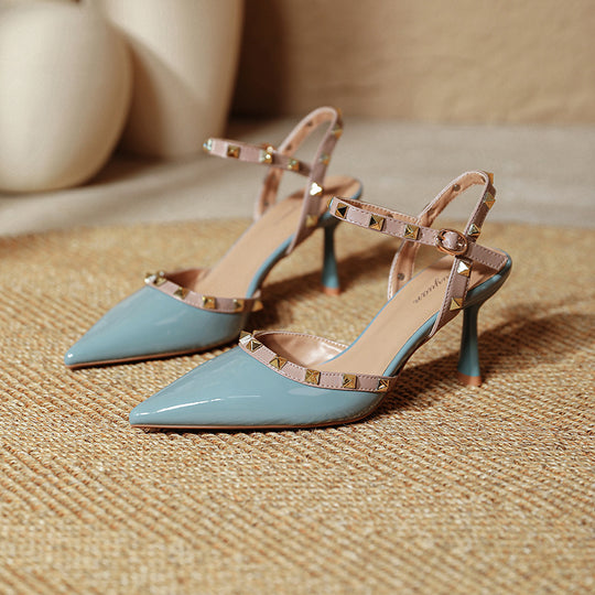 Damen stilvolle Slingback-Pumps mit dekorativen Nieten EB