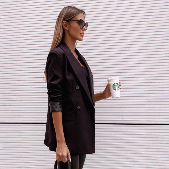Damen Karomuster Blazerjacke mit doppelter Knopfleiste und tailliertem Schnitt EB