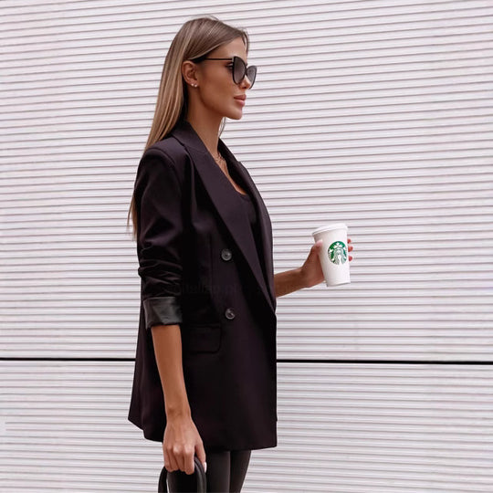 Damen Karomuster Blazerjacke mit doppelter Knopfleiste und tailliertem Schnitt EB