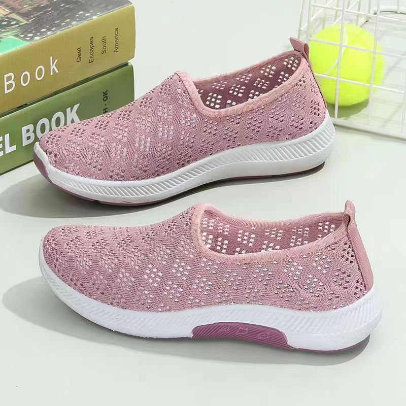 Damen Atmungsaktive Slip-On Sneakers mit elastischem Obermaterial und dämpfender Sohle EB