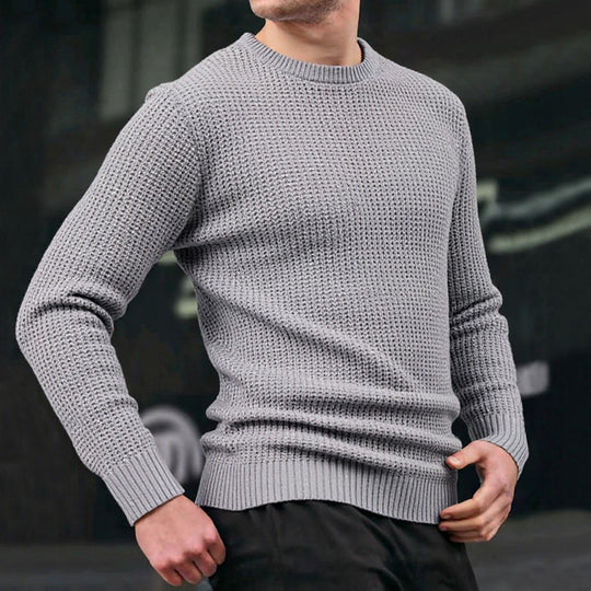Herren lockerer Strickpullover mit Waffelmuster EB