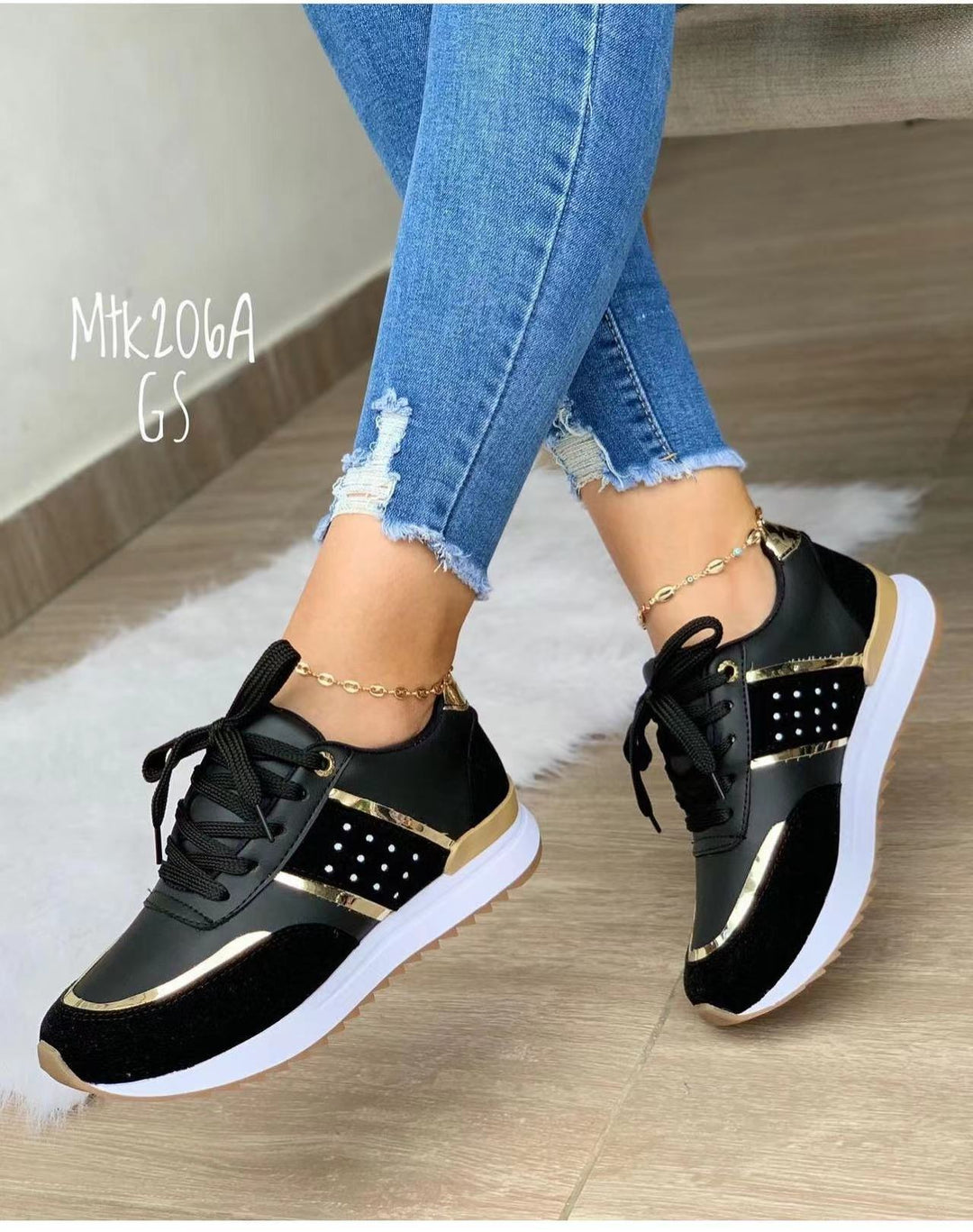 Damen Sportliche Sneakers mit Glitzer-Akzenten EB