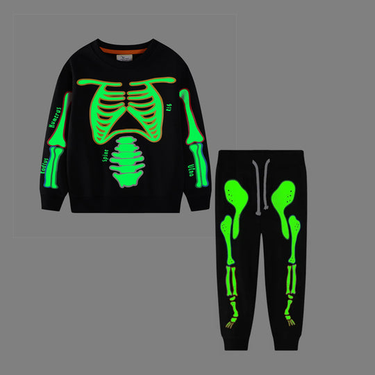 Herren Freizeit-Jogginghose mit leuchtendem Skelett-Design EB