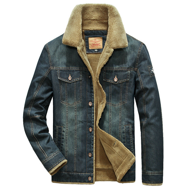 Herren Jeansjacke mit durchgehendem Sherpa‑Futter und klassischem Hemdkragen EB