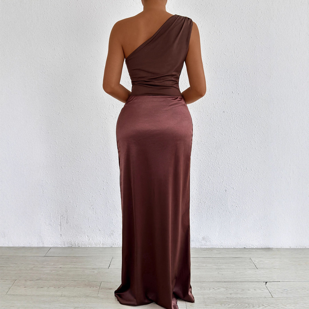 Damen Elegantes und figurbetontes Abendkleid mit asymmetrischem Ausschnitt EB