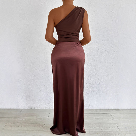 Damen Elegantes und figurbetontes Abendkleid mit asymmetrischem Ausschnitt EB