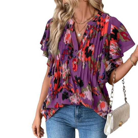 Damen Bluse mit Rüschenelementen und strukturiertem Design EB