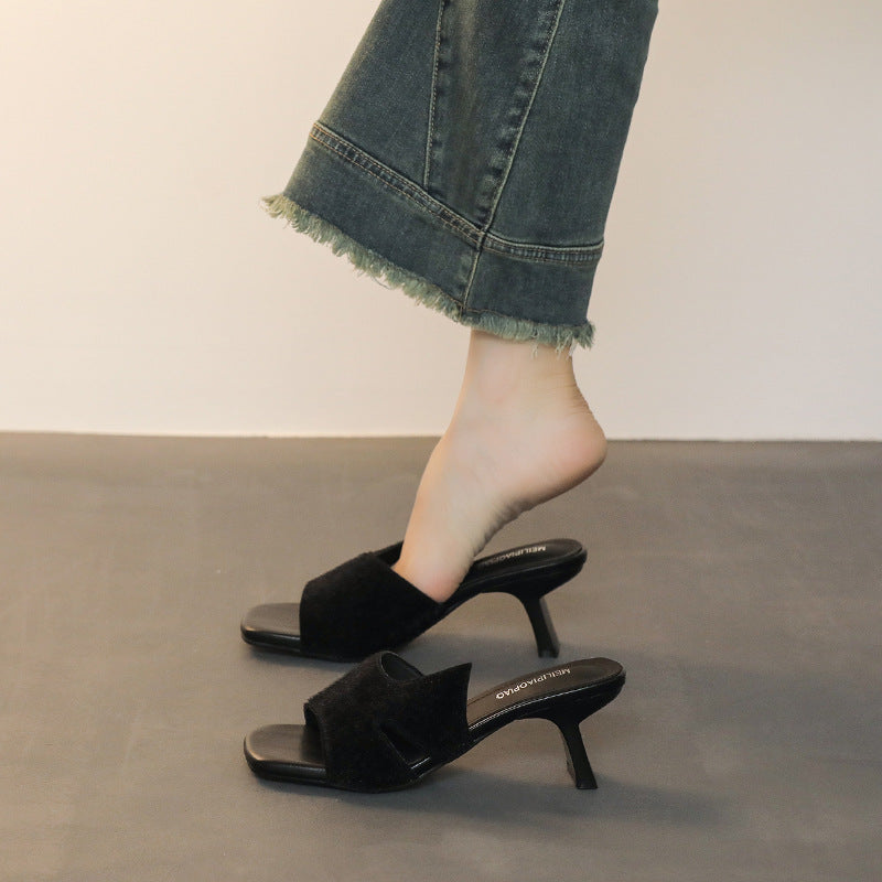 Damen Elegante Slide-Pantoletten mit speziellem Riemen EB