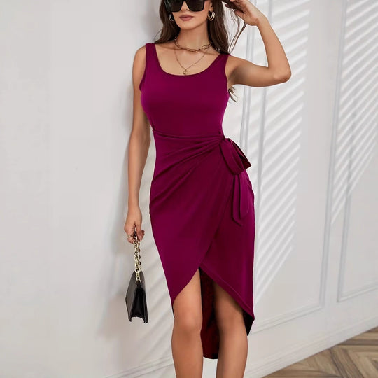 Damen Wickelkleid mit modernem Detail und figurbetonendem Schnitt EB