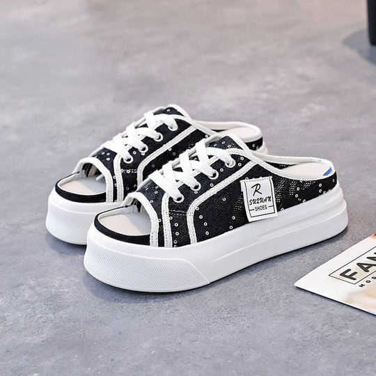 Damen Komfortable Clogsneaker mit modischem Spitzendesign EB