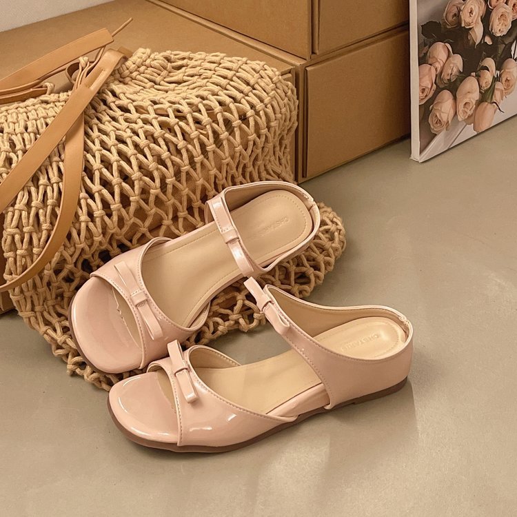 Damen elegante Slingback-Sandalen mit zierlichem Schleifenakzent EB