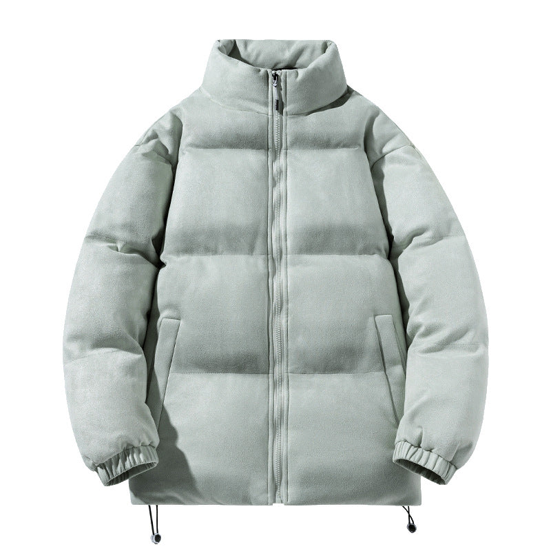 Herren breite Blocksteppjacke mit wattierter Thermofüllung, hohem Stehkragen und Kordelzugsaum EB