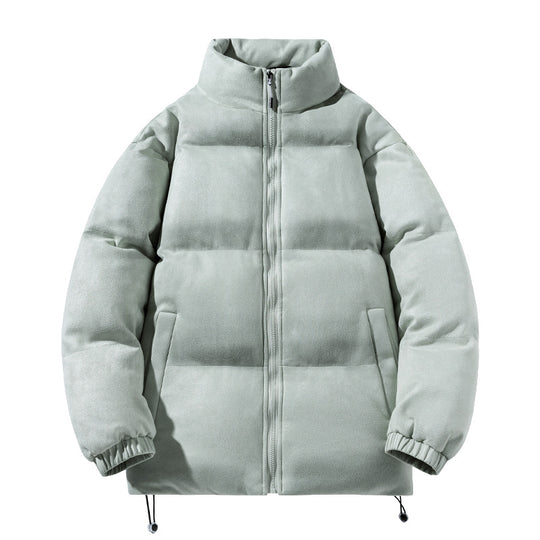 Herren breite Blocksteppjacke mit wattierter Thermofüllung, hohem Stehkragen und Kordelzugsaum EB
