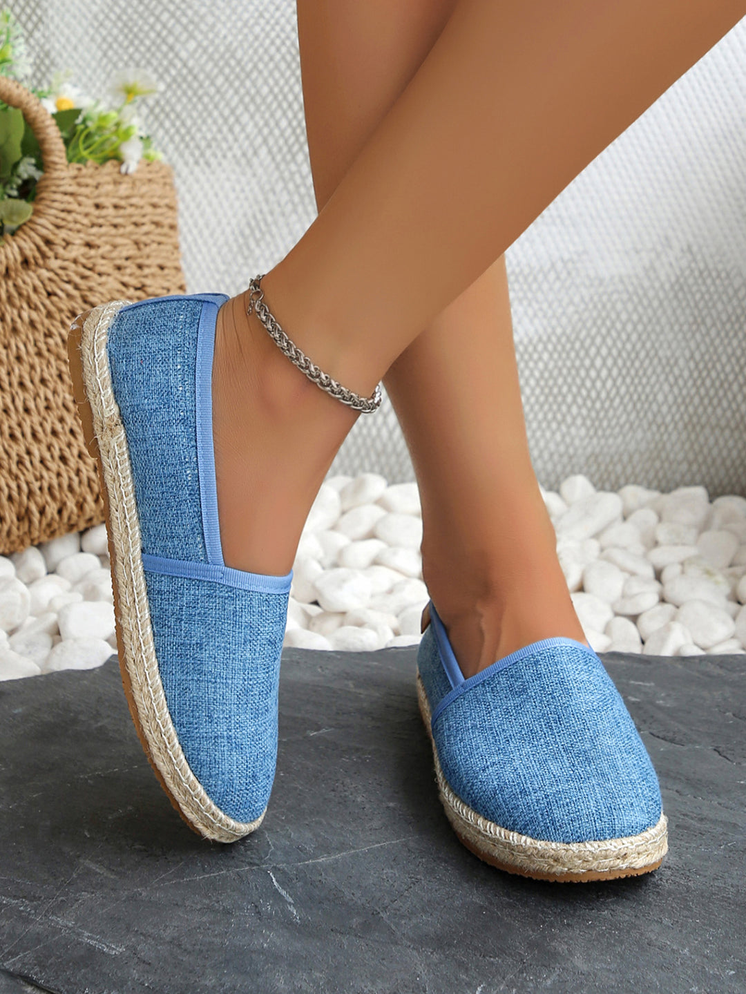 Damen Espadrilles mit elastischem Obermaterial und komfortabler Sohle EB