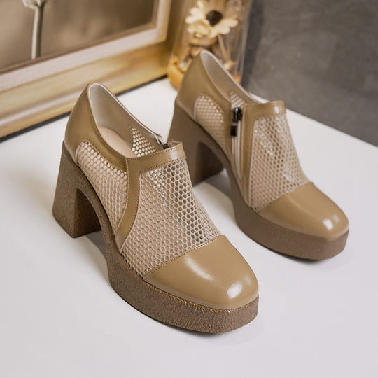 Damen Plateau-Stiefeletten mit Netzstruktur EB