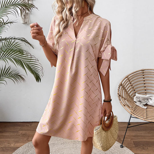 Damen lässiges Kleid mit leichten Puffärmeln EB