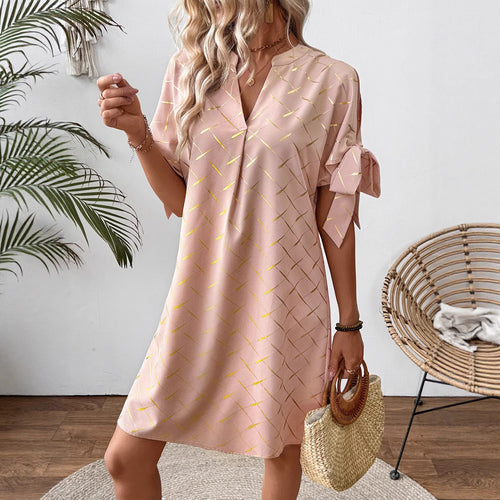 Damen lässiges Kleid mit leichten Puffärmeln EB