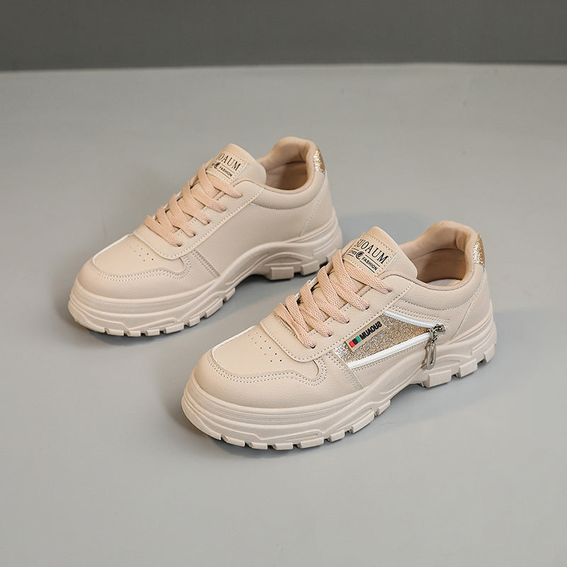 Damen sportliche Sneaker mit modischem Reißverschluss und stoßdämpfender Sohle EB