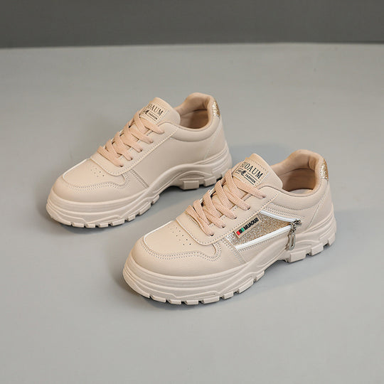 Damen sportliche Sneaker mit modischem Reißverschluss und stoßdämpfender Sohle EB