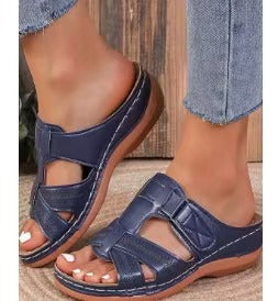 Damen bequeme Klettsandalen mit anatomischem Fußbettdesign EB