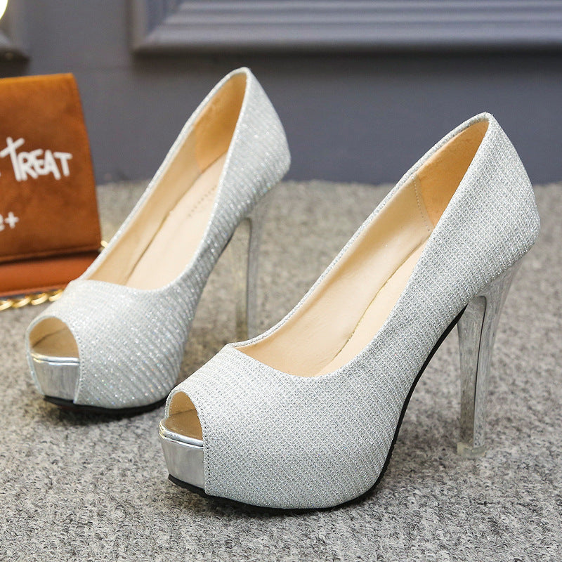 Damen Peep-Toe High Heels mit schickem Metallic-Akzent und bequemem Innenfutter EB